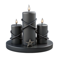 Three Black Candles on a Circular Base with a Star png