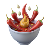 Spicy Chili Pepper Dip with Sauce and Flames png