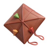 Colorful Kite with a Brown Frame and Red String png