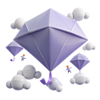 3D Render of Diamond Shaped Hot Air Balloons with Small Figures png