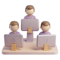 Three Cartoon Characters Working on Computers png
