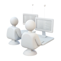 Two Figures Sitting in Front of Computers png