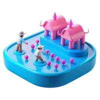 3D Rendered Scene with Pink Elephant Structures and People png