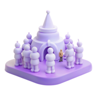Purple 3D Render of Figures Standing Outside of a Castle png