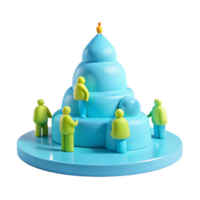 3D Render of People Surrounding a Blue Structure png