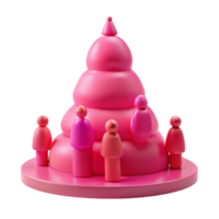 Abstract 3D Pink Pyramid Structure with Figures png