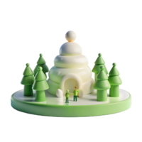 Snowy Igloo with Trees and Tiny Figures png