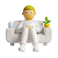 Relaxed 3D Cartoon Character Sitting on a Sofa png