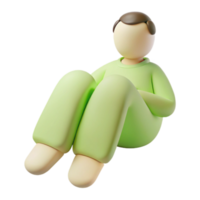 3D Render of a Person in a Green Onesie Sitting with Legs Crossed png