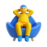 Smiling Character Relaxing in a Blue Armchair png