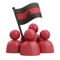 Group of People Holding a Flag with a Red Stripe and a Black Crescent png