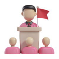 3D Render of Speaker Addressing Audience png