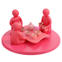 Three Figures Enjoying Tea Together png