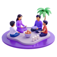 3D Illustration of Family Gathering Around a Table png