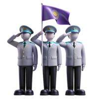 Three Soldiers Saluting with a Flag png