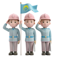 Three Cartoon Characters Saluting with a Flag png
