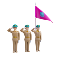 Three Soldiers Saluting with a Flag png