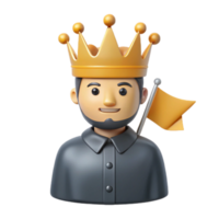 Smiling King with Golden Crown and Yellow Flag png