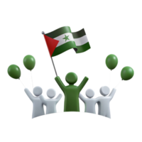 Celebrating with Balloons and a Flag png