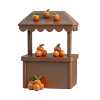 3D Render of a Fruit Stand with Oranges png