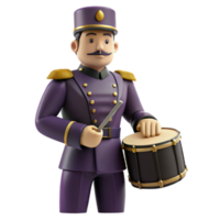 3D Cartoon Drum Player in Uniform png