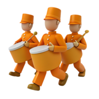 Three Cartoon Drummers Marching In Uniform png
