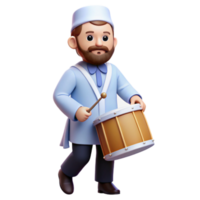3D Cartoon Character Playing a Drum png
