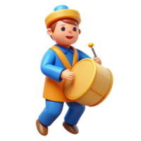 3D Cartoon Character Playing the Drums png