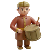 3D Cartoon Illustration of a Drummer png