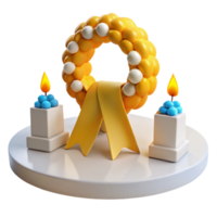 Yellow Wreath with Ribbon and Candles png