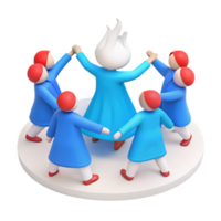 3D Render of People in a Circle Dance png