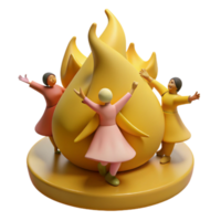 Three Figures Dancing Around A Flame png