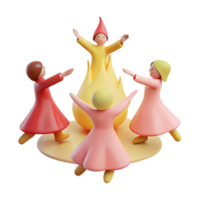 Dancing Around a Bonfire with Friends png