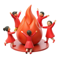 Group of Cartoon Characters Surrounding a Fire png