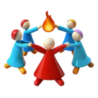 Group of Colorful Figures Surrounding a Flame png