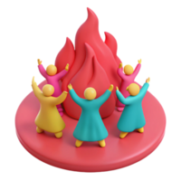 Five Figures Surrounding a Flame png
