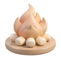 Campfire with Marshmallows 3D Render png