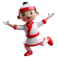 Smiling 3D Cartoon Character in White and Red Outfit png