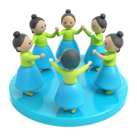 Five Cartoon Characters Dancing in a Circle png