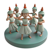 Five 3D Cartoon Figures in a Circle Dance png