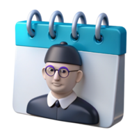 3D Calendar Icon with Person Profile Picture png