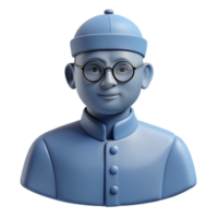 3D Render of a Person Wearing Glasses and a Hat png