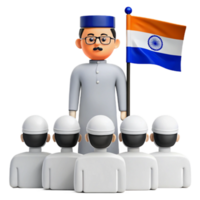 3D Render of a Group of People with a Flag png