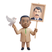 Man Holding a Dove and a Portrait of Another Man png