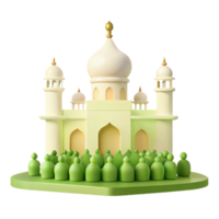 3D Illustration of a Mosque with People in Front png