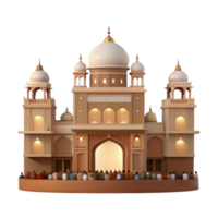 Islamic Architecture A Detailed View of a Mosque with Minarets and a Large Gathering of People png