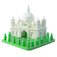 3D Render of a Mosque with People Standing in Front png