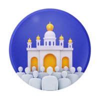 3D Illustration of a Mosque with People in Front png