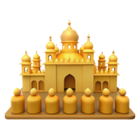 Golden Mosque with Multiple Domes and Minarets png