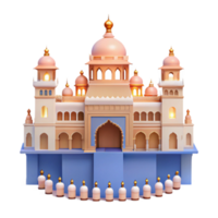 3D Render of an Ornate Palace with Golden Domes and a Blue Platform png
